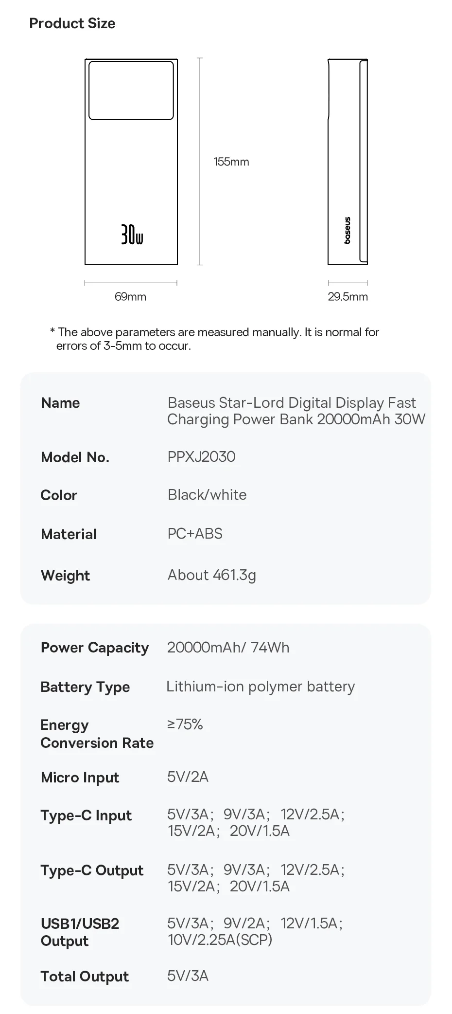 Baseus Star-Lord Power Bank PPXJ2030