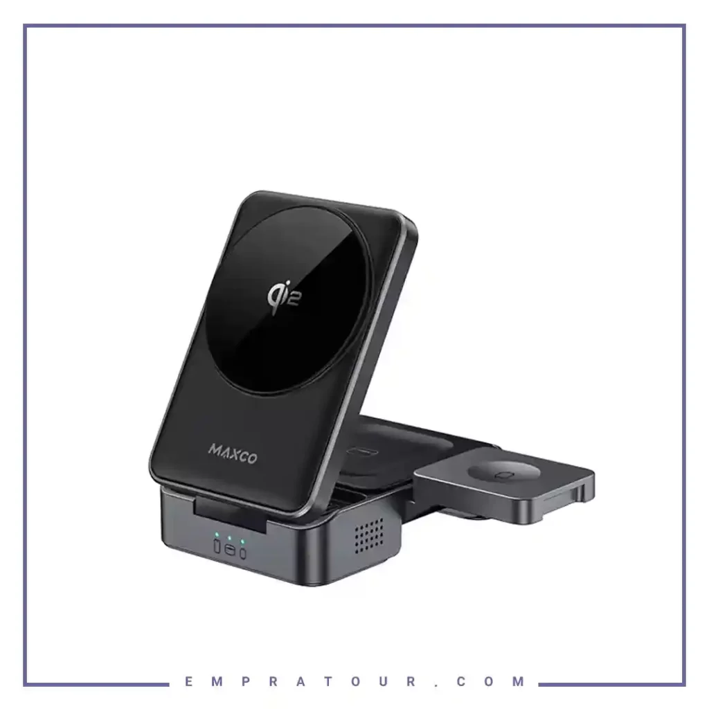 شارژر وایرلس سه کاره مکس کو Maxco MW13 Qi2 3-in-1 Magnetic Wireless Charger