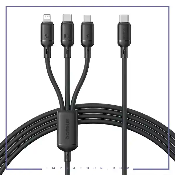 کابل سه سر 100 وات فست شارژ بیسوس Baseus Silky One-for-Three CB000166