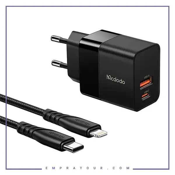 آداپتور 20 وات دو پورت با کابل تایپ سی به لایتنینگ مک دودو Mcdodo CH-1952