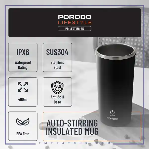ماگ همزن مغناطسی پرودور Porodo Auto-Stirring Mug PD-LFST138