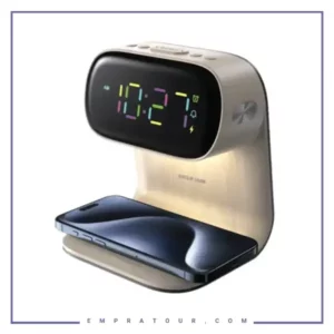 شارژر وایرلس و ساعت رومیزی گرین لاین Green Lion Bedside Clock GNBED15WCHWD