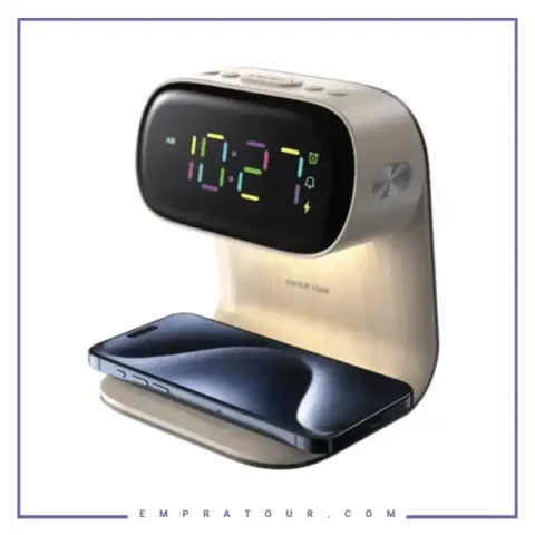 شارژر وایرلس و ساعت رومیزی گرین لاین Green Lion Bedside Clock GNBED15WCHWD