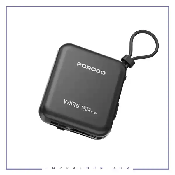 پاور بانک و مودم روتر جیبی 10000 پرودو Porodo 4G LTE | WiFi 6 Pocket Router PBFCH064