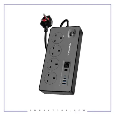 چندراهی برق 4 پورت 2990 وات پاورولوژی Powerology 4AC Power Strip PWCUQC045BK