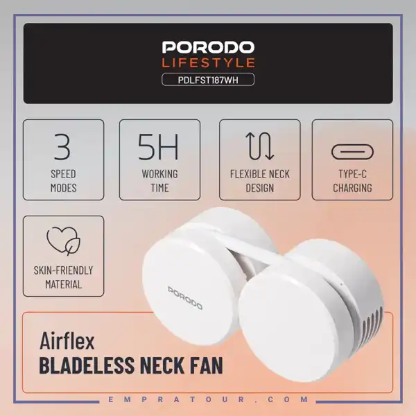 پنکه گردنی پرودو Porodo Airflex Neck Fan PDLFST187WH