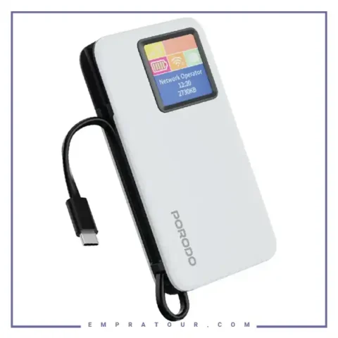مودم جیبی و پاوربانک 10000 پرودو Porodo 4G LTE|WiFi 6 Pocket Router with Power Bank PDPBFCH087BK