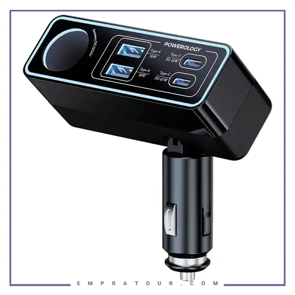 شارژر فندکی 5 پورت 125 وات پاورولوژی Powerology Brio Multi-Port Car Charger PWDA58BK