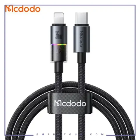 کابل تایپ سی به لایتنینگ 1.2 متر مک دودو Mcdodo Colorful Lights Type-C To Lightning Cable CA-8190