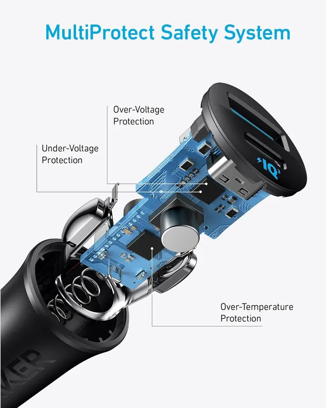 شارژر فندکی دو پورت 30 وات انکر Anker Car Charger A2741