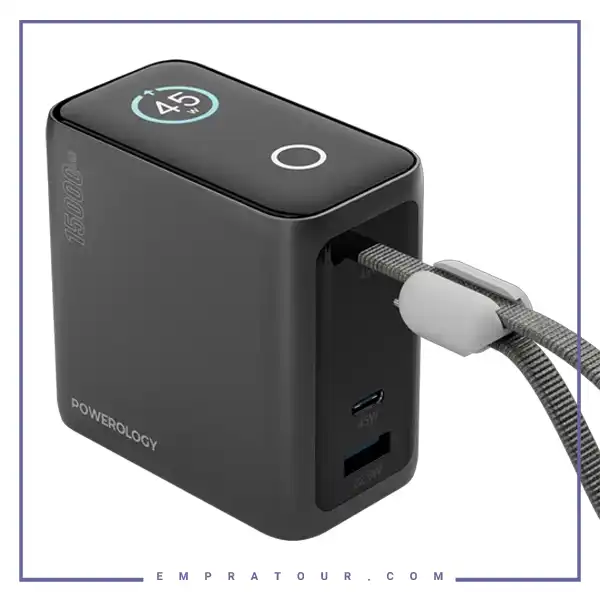پاوربانک 45 وات 15000 با کابل تایپ سی پاورولوژی Powerology Mini Power Bank PPBCHA60BK