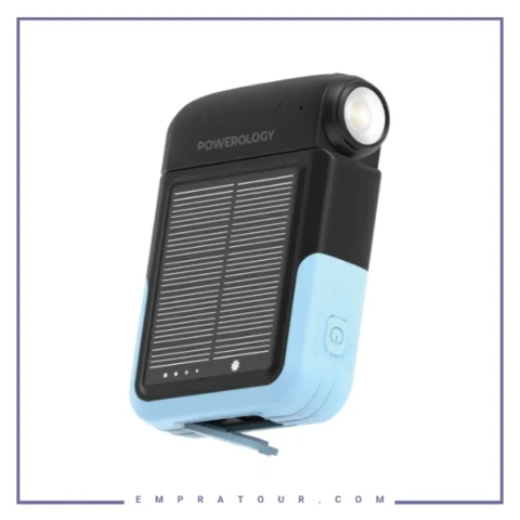 پاور بانک خورشیدی10000 به همراه چراغ قوه پاورولوژی Powerology Sante Solar Power Bank PPBDS05BK