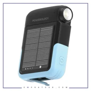 پاوربانک خورشیدی 10000 و چراغ قوه پاورولوژی Powerology Sante Solar Power Bank PPBDS05BK