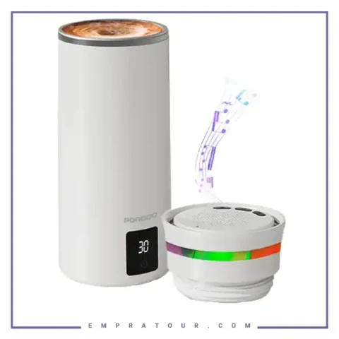 ماگ همزن مغناطسی و اسپیکر پرودو Porodo Fluxmix 350mL Stirring Cup with Speaker PDLFST198WH