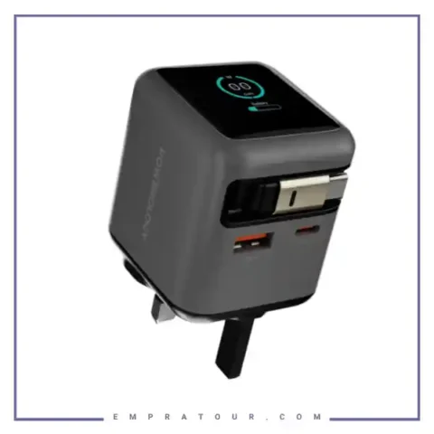 آداپتور شارژ 70 وات هوشمند پاورولوژِی Powerology Halo Dual-Port GaN Charger PWCUQC051