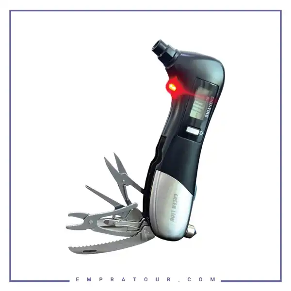 گیج فشار دیجیتالی لاستیک 9 کاره گرین لاین Green Lion Digital Tire Pressure Gauge 9 In 1 Rescue Tool GNDITIREPRBK