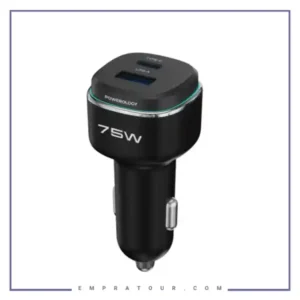 شاژر فندکی دو پورت 75 وات پاورولوژِی Powerology 75W Car Charger PCCSR024BK