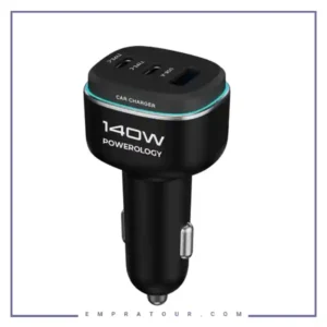 شاژر فندکی 3 پورت 140 وات پاورولوژِی Powerology Car Charger PCCSR025BK