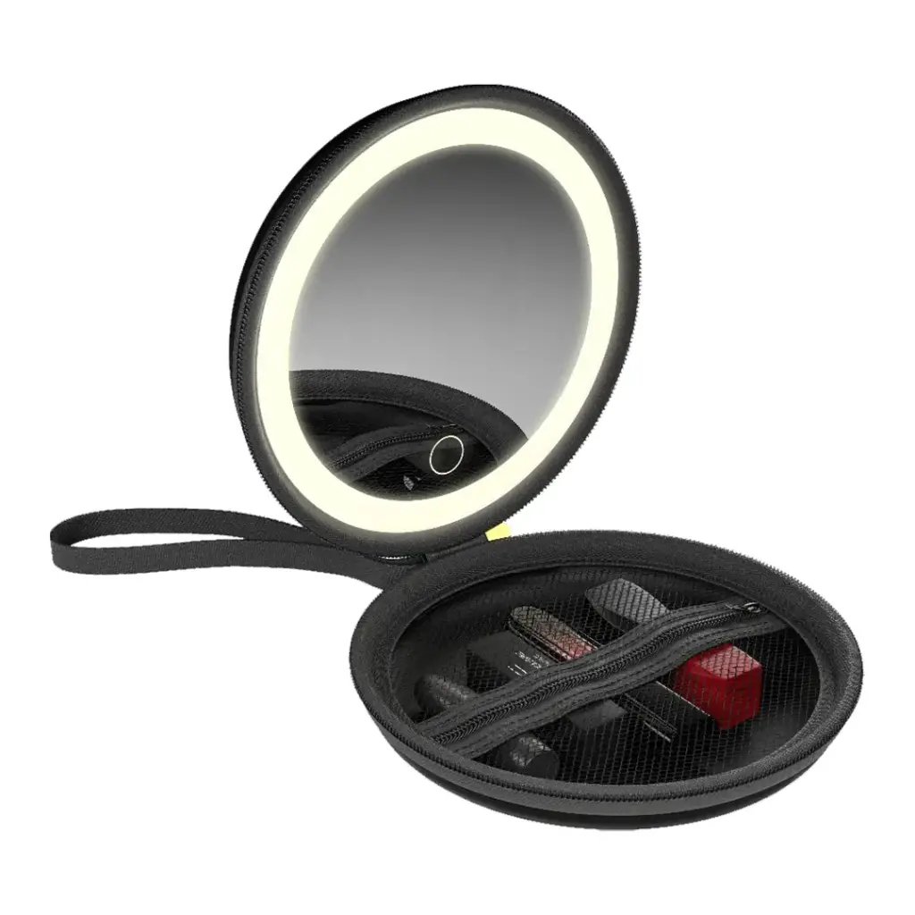 آینه آرایشی همراه گرین لاین مدل Green Lion Mini Makeup Pouch GNMNMKPCHBK