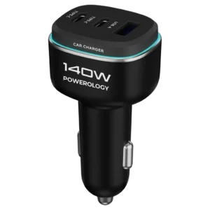 شاژر فندکی 3 پورت 140 وات پاورولوژِی Powerology Car Charger PCCSR025BK