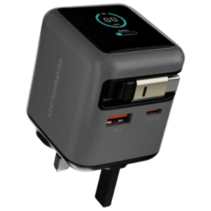 آداپتور شارژ 70 وات هوشمند پاورولوژِی Powerology Halo Dual-Port GaN Charger PWCUQC051