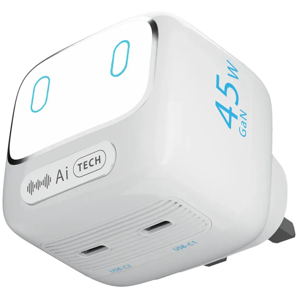 آداپتور شارژ 45 وات  هوشمند پاورولوژِی Powerology Lumix GaN AI Power Charger PWCUQC052WH