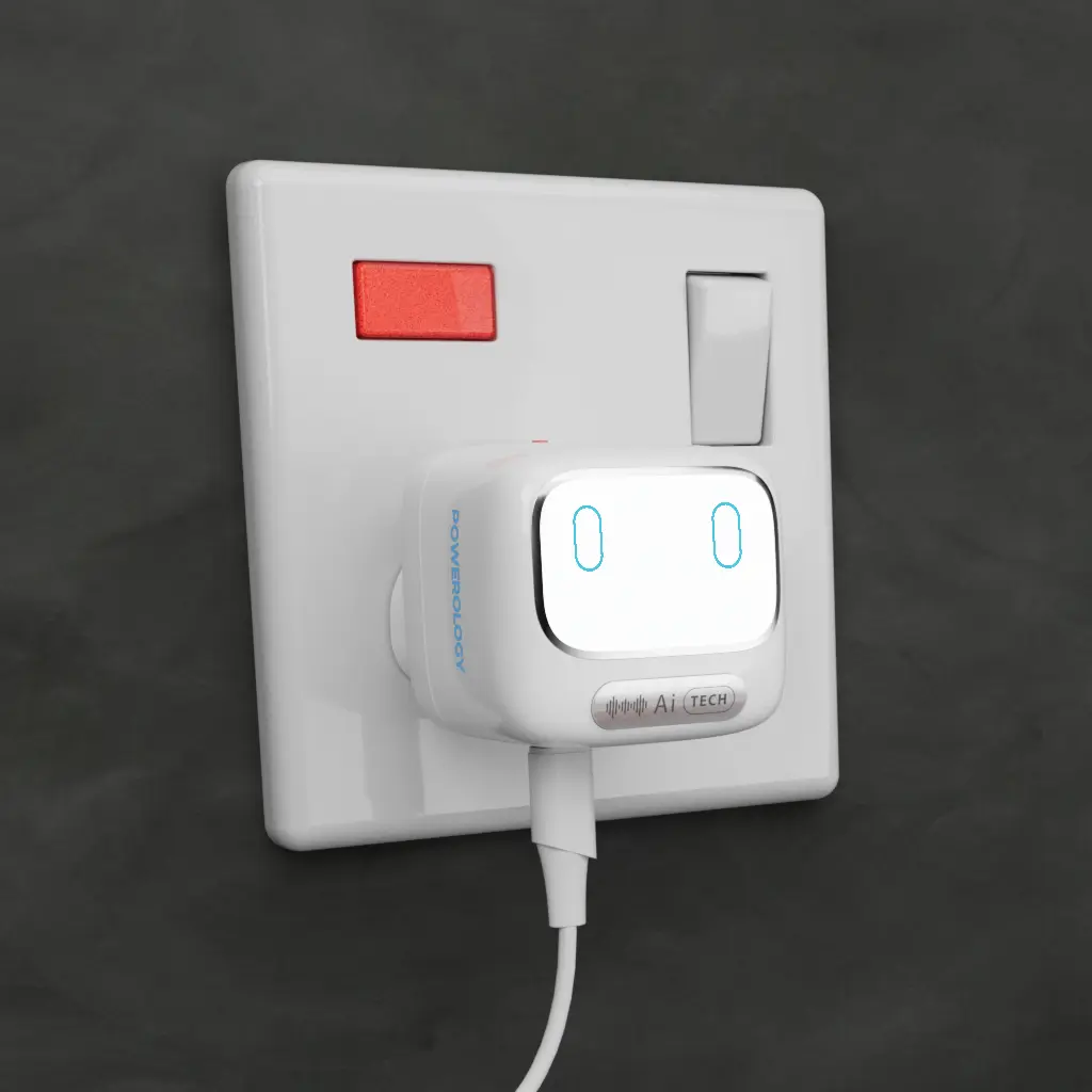 آداپتور شارژ 45 وات هوشمند پاورولوژِی Powerology Lumix GaN AI Power Charger PWCUQC052WH