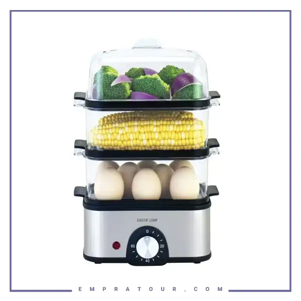 دستگاه بخار پز گرین لاین Green Lion 3-Tier Egg Cooker | Vegetable Steamer 500W GN3TREGGCKGY