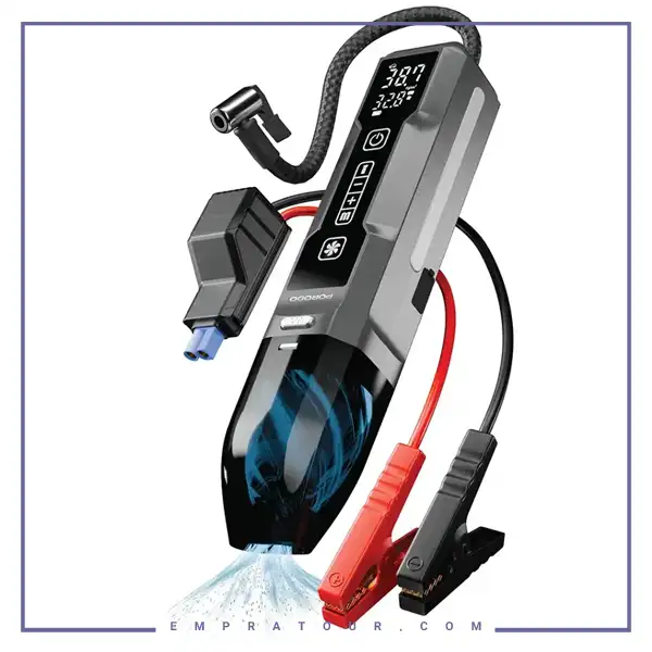 جامپ استارت و پمپ باد و جارو شارژِی پرودو Porodo Ignatov Jump Starter & Air Pump with Handheld Vacuum PDJS41BK