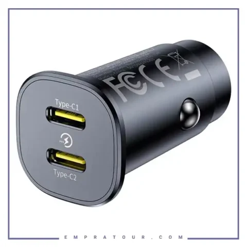 شارژر فندکی دو پورت تایپ سی 30 وات بیسوس Baseus GoTrip DP1 Car Charger BS-C15C2