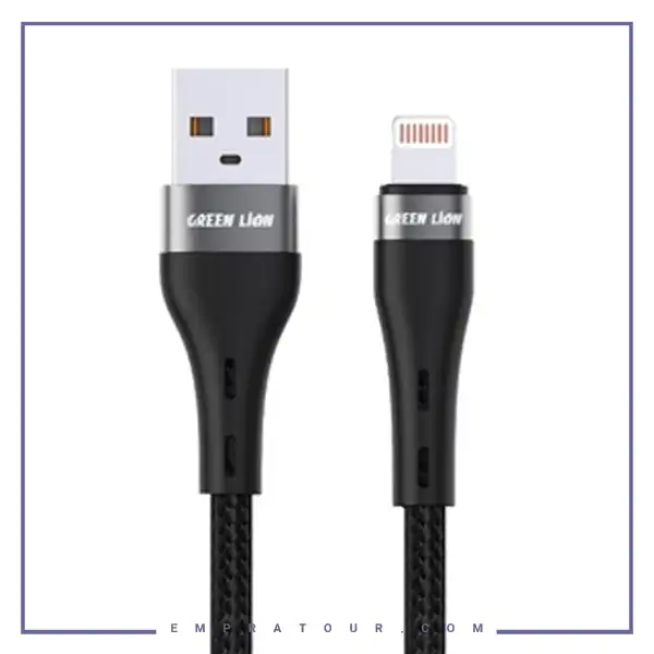 کابل شارژ لایتنینگ 1 متر گرین لاین Green Lion Braided Cable GNBRUSALGBK