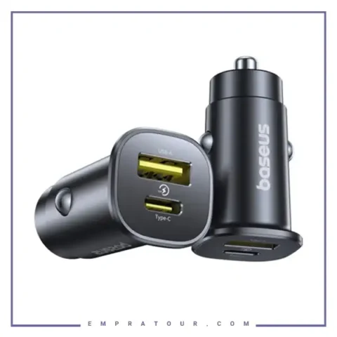 شارژر فندکی دو پورت 30 وات بیسوس Baseus GoTrip DP1 Car Charger BS-C15C1