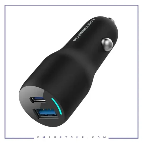 شارژر فندکی 2 پورت 35 وات پاورولوژی Powerology LED Dual Ports Car Charger PCCSR012
