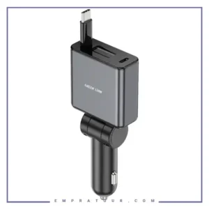 شارژر فندکی 75 وات با کابل جمع شونده گرین لاین Green Lion Retractable Car Charger GNRT75WCCGY