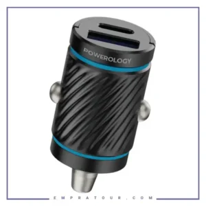 شارژر فندکی 36 وات دو پورت پاورلوژی Powerology Pico Dual-Port Car Charger PCCSR023BK