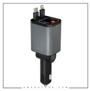 شارژر فندکی 65 وات با کابل جمع شونده گرین لاین Green Lion Retractable Car Charger GNRTCC65WGY