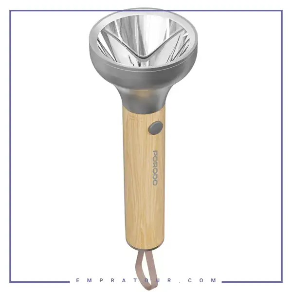 چراغ قوه شارژی چوبی پرودو Porodo Birch 300 Wooden LED Flashlight PDA90502WD