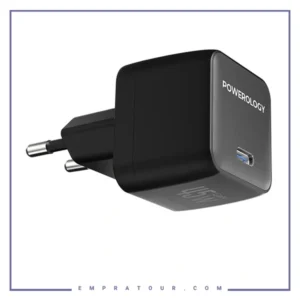 آداپتور شارژ 45W پاورولوژی با کابل تایپ سی Powerology QX 45W GaN Adapter PWCUQC056