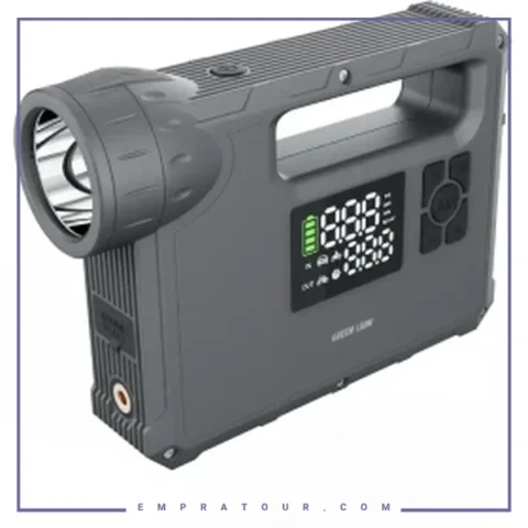 پمپ باد و جامپ استارتر گرین لاین مدل  Green Lion JX-84 12V Jump Starter GNJUMSTJX84GY