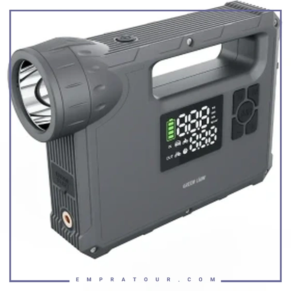 پمپ باد و جامپ استارتر گرین لاین مدل  Green Lion JX-84 12V Jump Starter GNJUMSTJX84GY