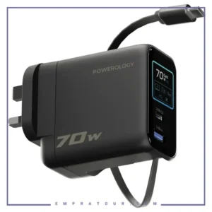 آداپتور شارژ 70W پاورولوژی با کابل جمع شونده Powerology 70W  Adapter PWCUQC70