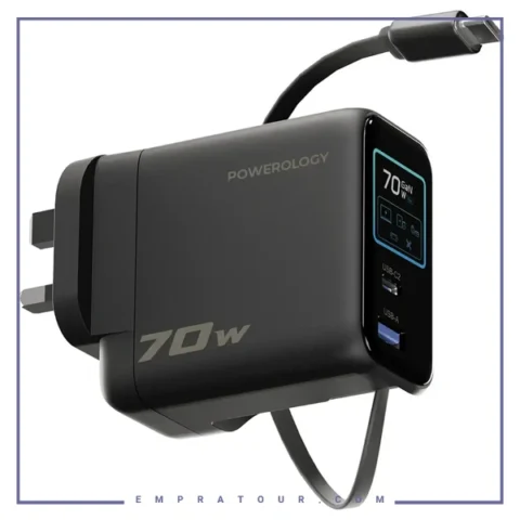 آداپتور شارژ 70W پاورولوژی با کابل جمع شونده Powerology 70W  Adapter PWCUQC70