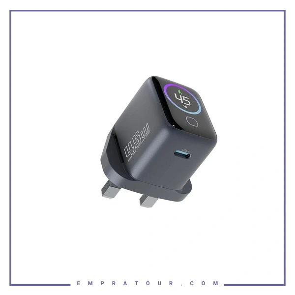 آداپتور شارژ 45 وات پاورولوژی با کابل تایپ سی Powerology VoltFLow 45W Type-C Adaptor PWCUQC069