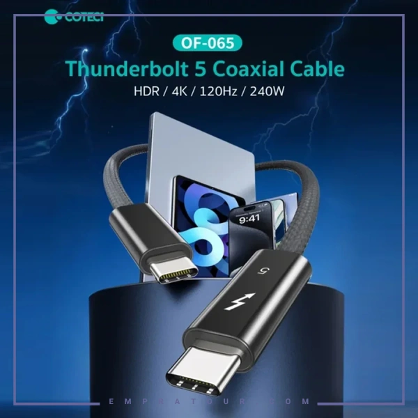 کابل دو سر تایپ سی تاندربولت کوتسی coteci thunderbolt coaxial cable 2.0m of-065