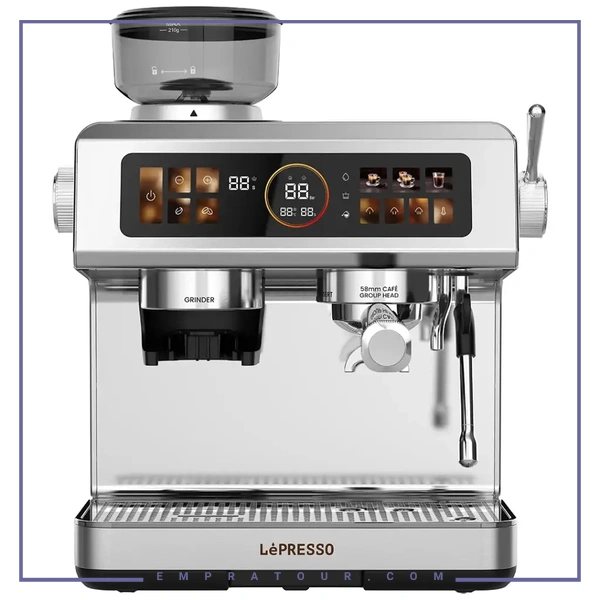 دستگاه قهوه ساز نیمه اتوماتیک با پنل کنترل لمسی لپرسو Lepresso Deliziosa Coffee Machine LPCFFSCM0098SL