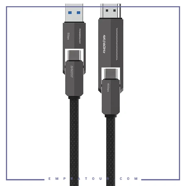 کابل شارژ و انتقال داده 4در1 پاورولوژی POWEROLOGY 4 IN 1 C & C TO HDMI PCAB034BK