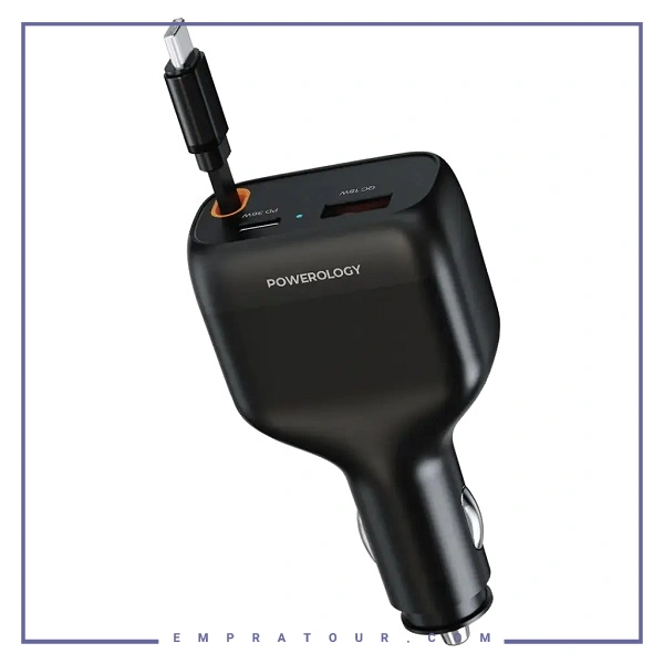 شارژر فندکی 81وات پاورولوژی Powerology Cyber Car Charger PCCSR027BK