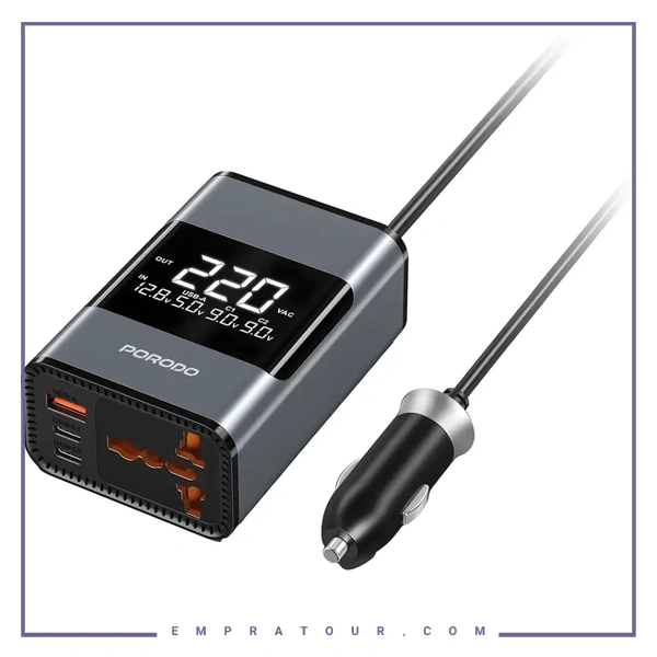 اینورتر برق خودرو پرودو Porodo 200W Car Inverter Universal Plug PDFWCH067GY