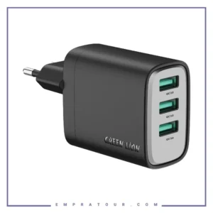 شارژر دیواری سوپرا ۲۴ وات گرین لاین Green Lion GN3USB24EUBK