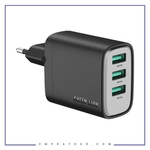شارژر دیواری سوپرا ۲۴ وات گرین لاین Green Lion GN3USB24EUBK